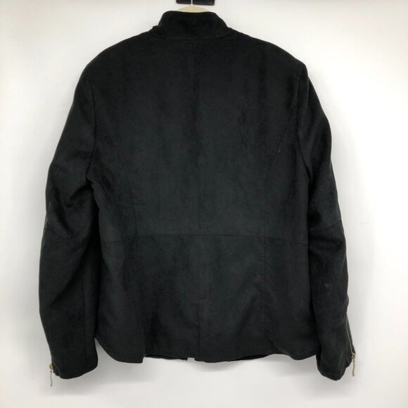 Anne Carson Black Full Zip Faux Suede Jacket size XL - Picture 2 of 14